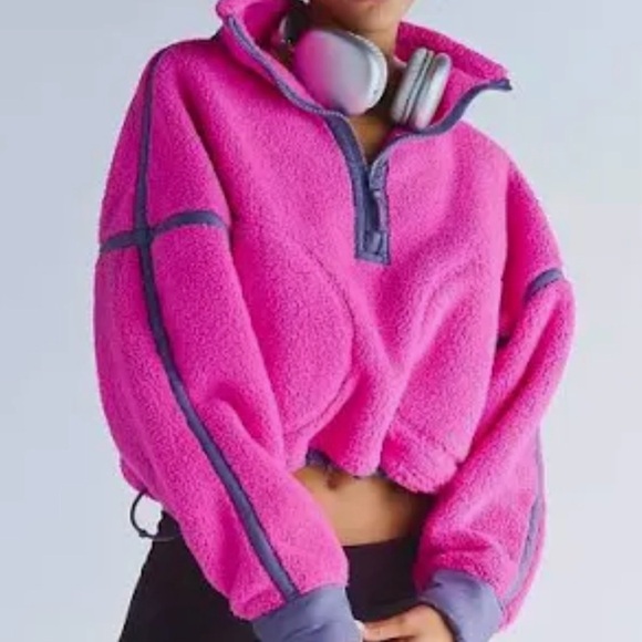 free people movement Jackets & Blazers - Women's Free People FUSIA  Half Zip Fleece NEW no tags